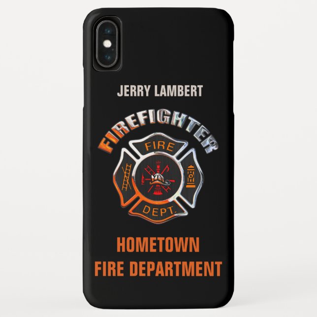 Fire Department Chrome Name Template Case-Mate iPhone Case (Back)