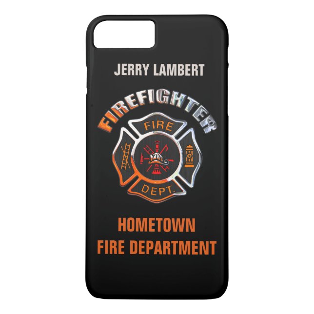 Fire Department Chrome Name Template Case-Mate iPhone Case (Back)