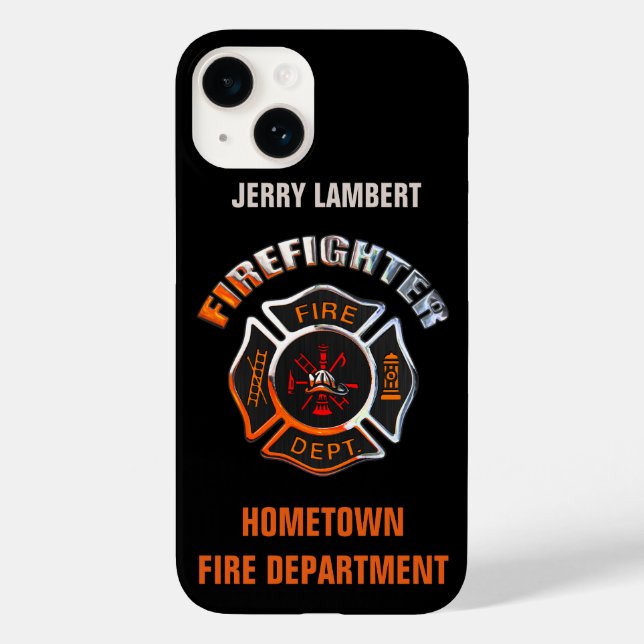 Fire Department Chrome Name Template Case-Mate iPhone Case (Back)