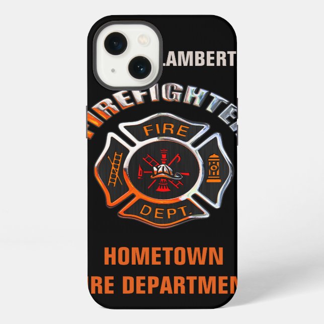 Fire Department Chrome Name Template iPhone Case (Back)