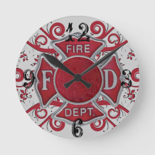 Fire Department Custom Monogram Round Clock