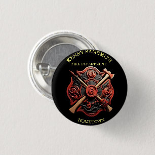 Fire Department Emblem of courage and dedication 1 Inch Round Button