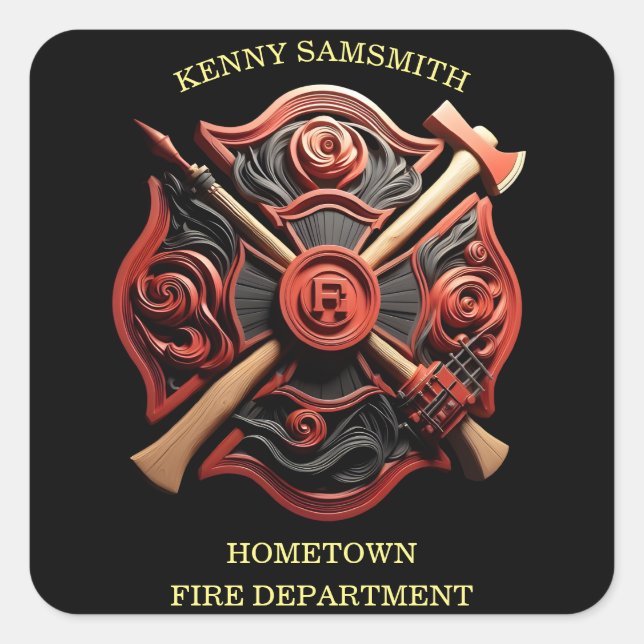 Fire Department Emblem of courage and dedication Square Sticker (Front)