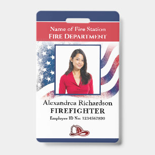 Fire Department Employee Firefighter Photo ID Card Badge