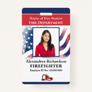 Fire Department Employee Firefighter Photo ID Card Badge