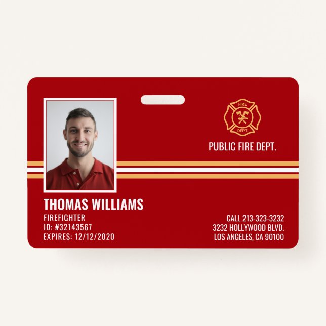 Fire Department Firefighter Staff ID Badge (Front)