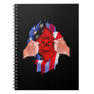 Fire Department Flag Firefighter Thin Red Line Notebook