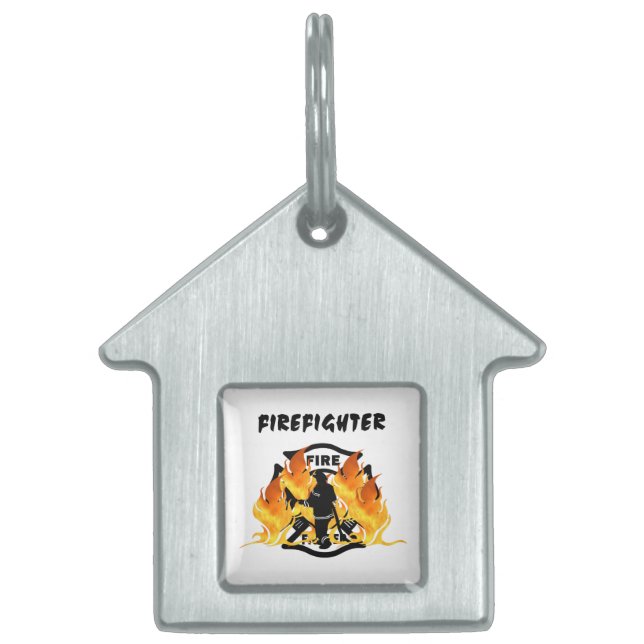 Fire Department Flames Pet Tag (Front)
