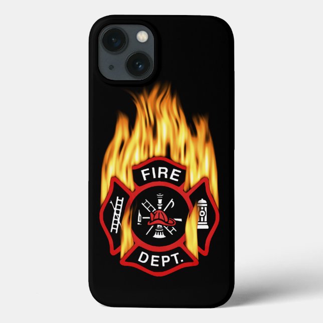 Fire Department Flaming Badge Case-Mate iPhone Case (Back)