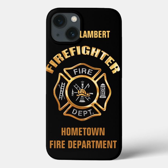 Fire Department Gold Name Template Case-Mate iPhone Case (Back)