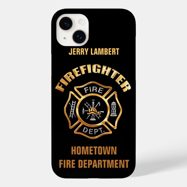 Fire Department Gold Name Template Case-Mate iPhone Case (Back)