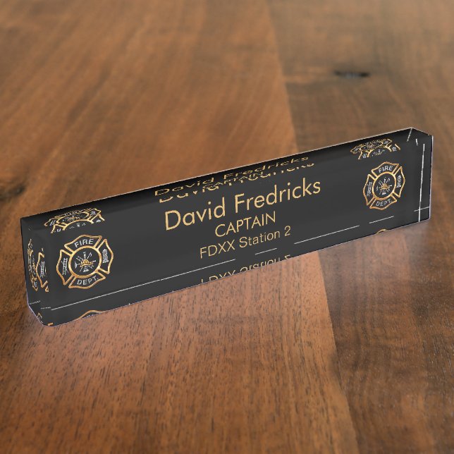 Fire Department Gold Nameplate (Side)