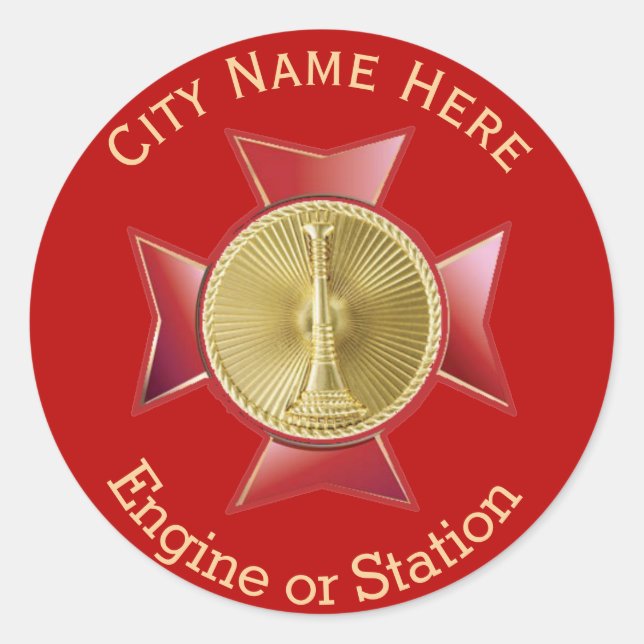 Fire Department Lieutenant Gold Medallion Classic Round Sticker (Front)