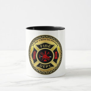 Fire Department logo Black And Gold Badge Mug