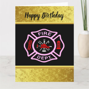 Fire Department logo Black And Pink Badge Card