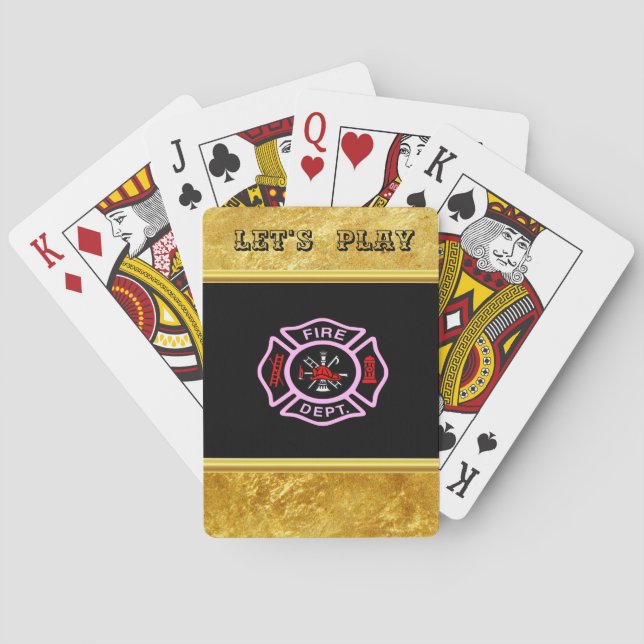 Fire Department logo Black And Pink Badge Playing Cards (Back)