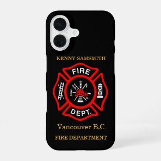 Fire Department logo Black And Red Badge11 iPhone 16 Case