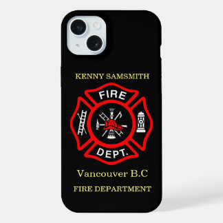 Fire Department logo Black And Red Badge11 iPhone 15 Plus Case