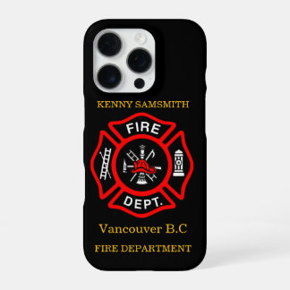Fire Department logo Black And Red Badge11 iPhone 16 Pro Case