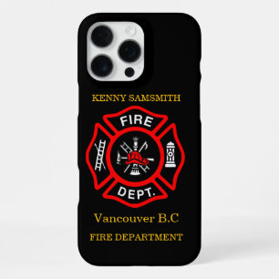 Fire Department logo Black And Red Badge11 iPhone 16 Pro Max Case