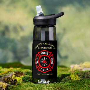 Fire Department logo Black And Red Badge2 Water Bottle