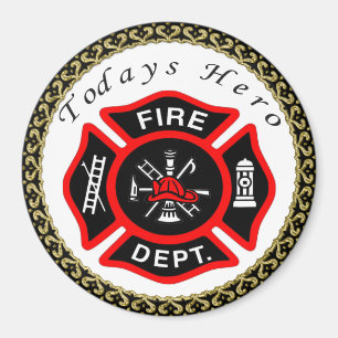 Fire Department logo Black And Red Badge Magnet