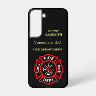 Fire Department logo Black And Red Badge Samsung Galaxy Case