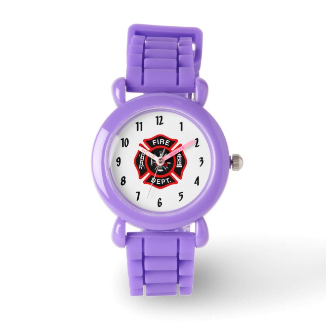Fire Department logo Black And Red Badge Watch (Front)