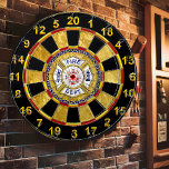 Fire Department logo Blue And White Badge Dartboard<br><div class="desc">Fire Department logo Blue And White Badge With Fire Axes and ladder.
Great for firemen and first respondents. Personalize with your name and department home town and more.monogram</div>