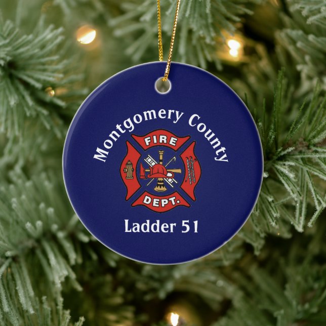 Fire Department Logo Custom   Ceramic Ornament (Tree)
