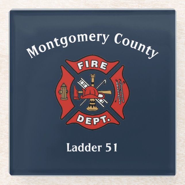 Fire Department Logo Custom  Glass Coaster (Front)