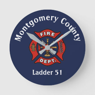 Fire Department Logo Custom  Round Clock