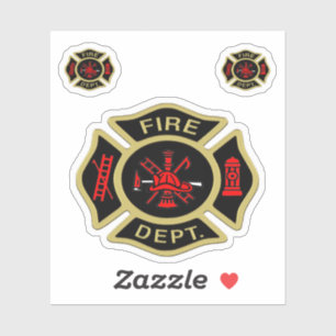 Fire Department logo Gold And Back Badge gold