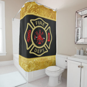 Fire Department logo Gold And Back Badge gold