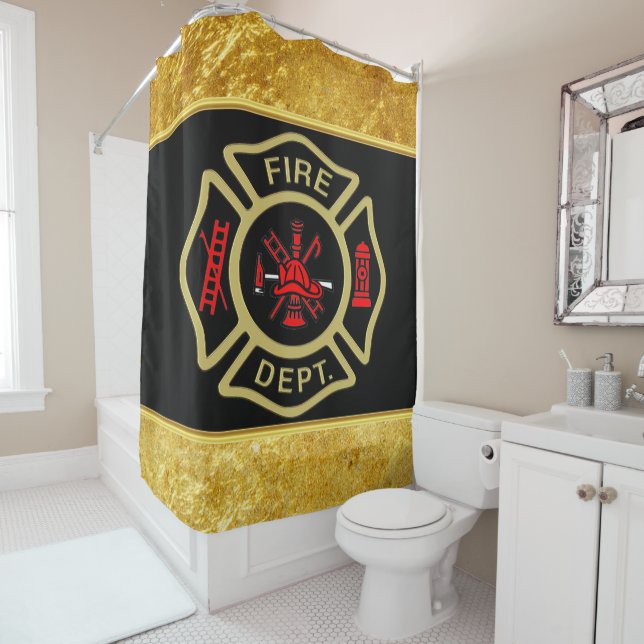 Fire Department logo Gold And Back Badge gold (In Situ)