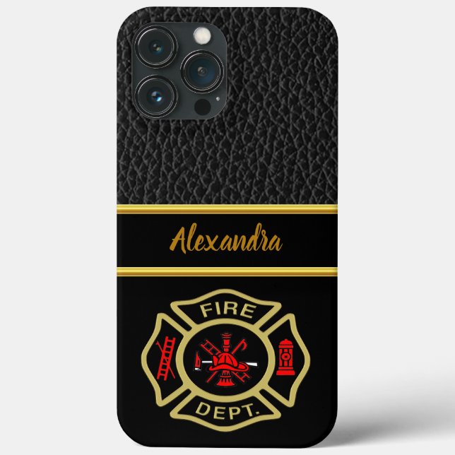Fire Department logo Gold And Back Badge gold Case (Back)