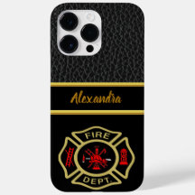 Fire Department logo Gold And Back Badge gold