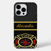 Fire Department logo Gold And Back Badge gold