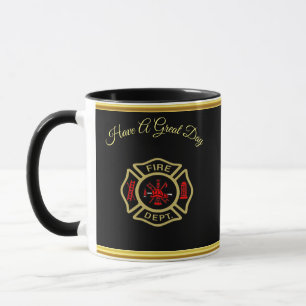 Fire Department logo Gold And Back Badge gold Mug