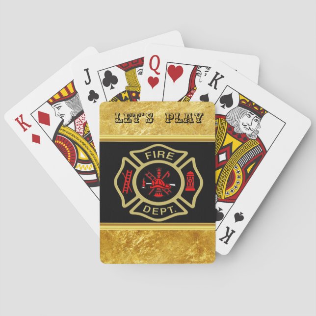 Fire Department logo Gold And Back Badge gold Playing Cards (Back)