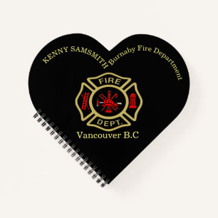 Fire Department logo Gold And Back Badge   Notebook