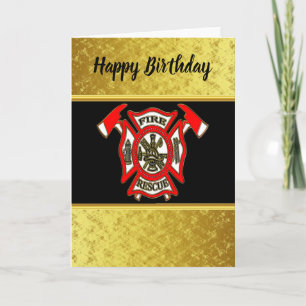 Fire Department logo Gold And Red Badge gold foil Card