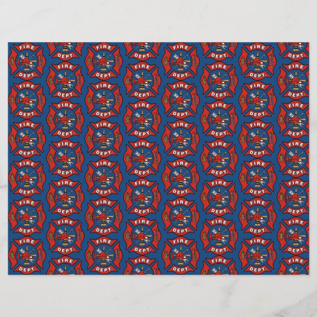 Fire Department Logo Pattern Scrapbook Paper (Front)