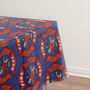 Fire Department Logo Pattern Tablecloth