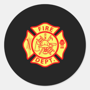 Fire Department Logo Uniform Fireman Symbol Firefi Classic Round Sticker