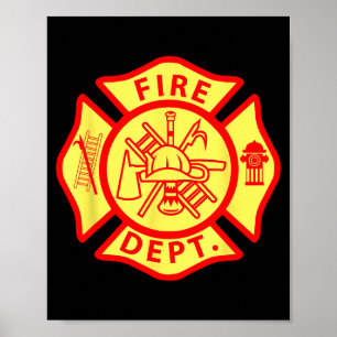 Fire Department Logo Uniform Fireman Symbol Firefi Poster