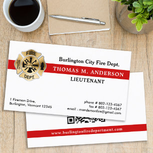 Fire Department Personalized QR Code Firefighter  Business Card