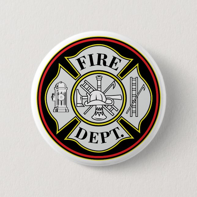 Fire Department Round Badge 2 Inch Round Button (Front)