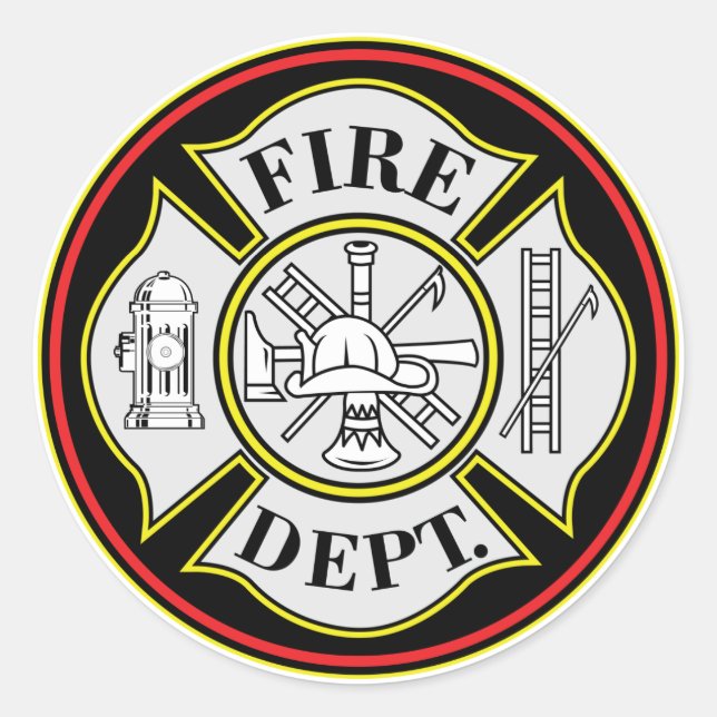 Fire Department Round Badge Classic Round Sticker (Front)