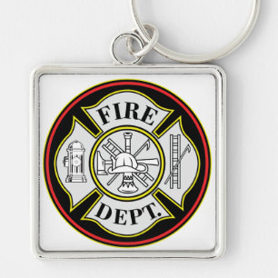 Fire Department Round Badge Keychain
